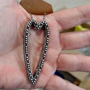 Brighton Elongated Heart Long Necklace Gold Silver Reversible